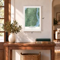 Centerville, Michigan map, 12 x 18 inch print in a white frame in an entryway