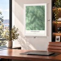 Centerville, New York map, 18 x 24 inch print in a white frame in a home office