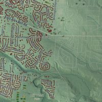 Second close-up of the map of Centerville, Ohio print showing more streets and buildings