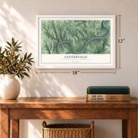 Centerville, Washington County, Pennsylvania map, 12 x 18 inch print in a white frame in an entryway