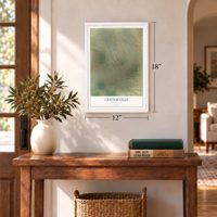 Centerville, Washington map, 12 x 18 inch print in a white frame in an entryway