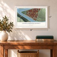 Central Business District, Pennsylvania map, 12 x 18 inch print in a white frame in an entryway