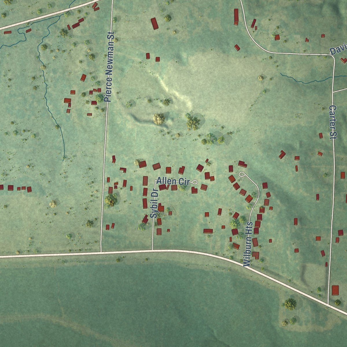 Second close-up of the map of Central City, Arkansas print showing more streets and buildings