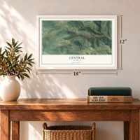 Central, Colorado map, 12 x 18 inch print in a white frame in an entryway