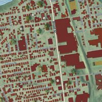 Second close-up of the map of Central Falls, Rhode Island print showing more streets and buildings
