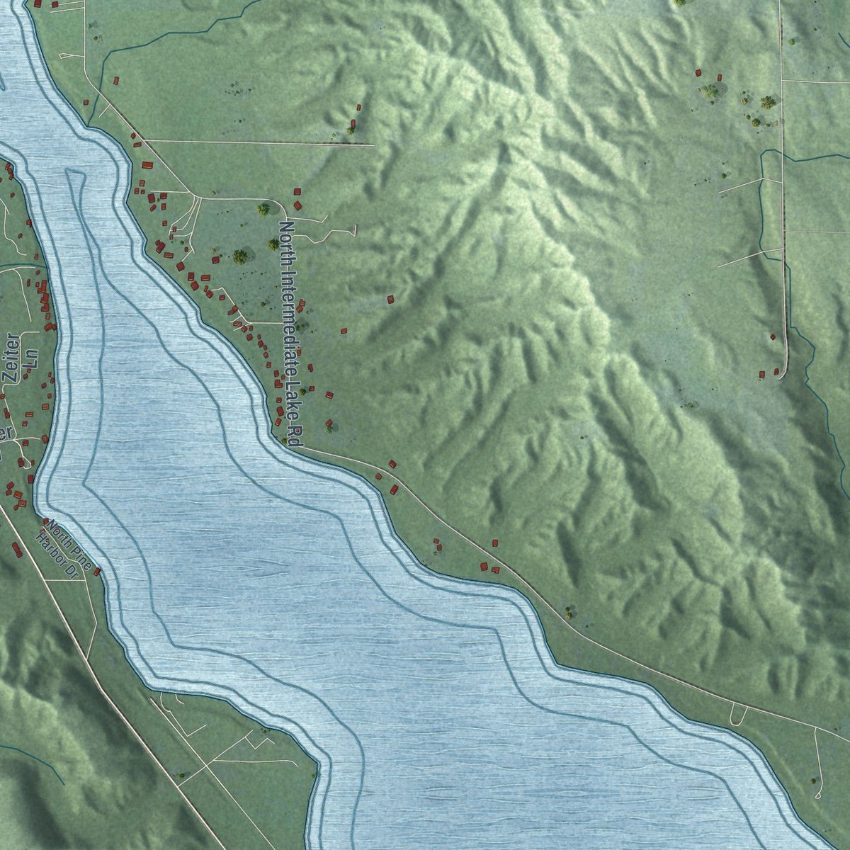 Second close-up of the map of Central Lake, Antrim County, Michigan print showing more streets and buildings