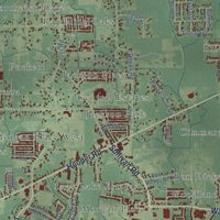 Second close-up of the map of Central, Louisiana print showing more streets and buildings