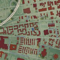 Second close-up of the map of Central, Ohio print showing more streets and buildings