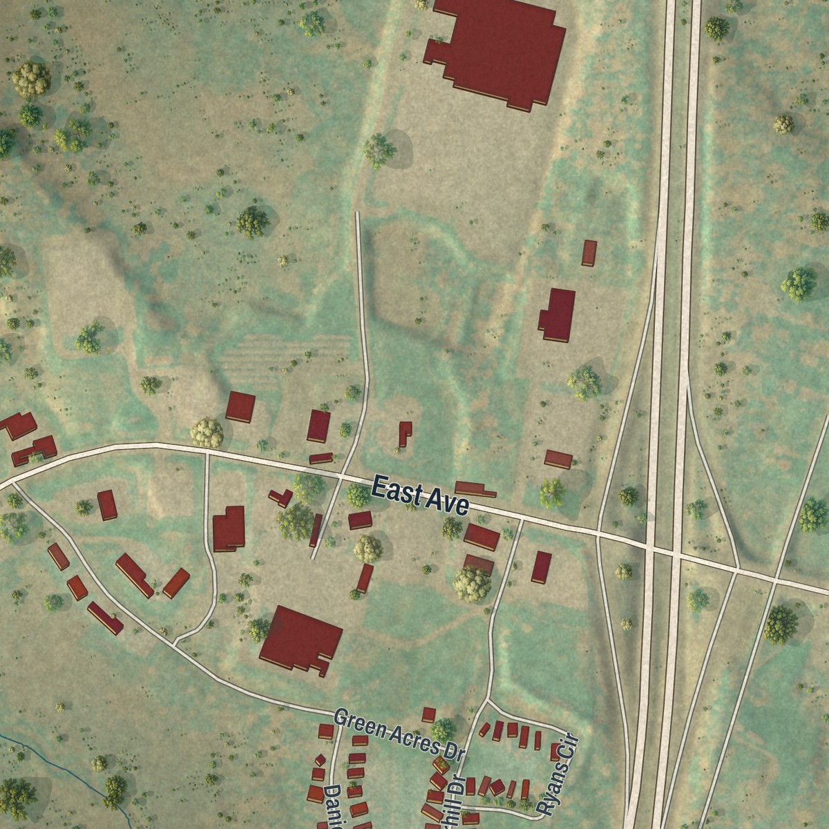 Second close-up of the map of Central Square, New York print showing more streets and buildings