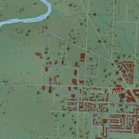 Second close-up of the map of Centralia, Washington print showing more streets and buildings