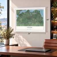 Centre, Alabama map, 18 x 24 inch print in a white frame in a home office
