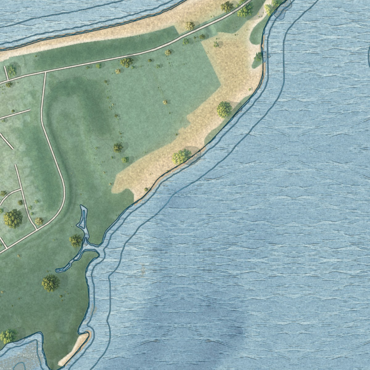 Second close-up of the map of Centre Island, New York print showing more streets and buildings