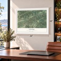 Centre, Perry County, Pennsylvania map, 18 x 24 inch print in a white frame in a home office
