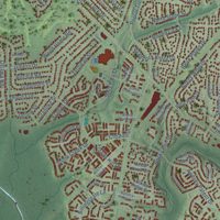 Second close-up of the map of Centreville, Virginia print showing more streets and buildings