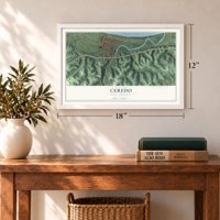 Ceredo, West Virginia map, 12 x 18 inch print in a white frame in an entryway