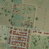 Second close-up of the map of César Chávez, Texas print showing more streets and buildings
