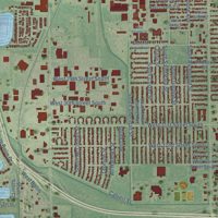Second close-up of the map of Cessna, Kansas print showing more streets and buildings