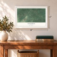 Chackbay, Louisiana map, 12 x 18 inch print in a white frame in an entryway