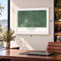 Chackbay, Louisiana map, 18 x 24 inch print in a white frame in a home office