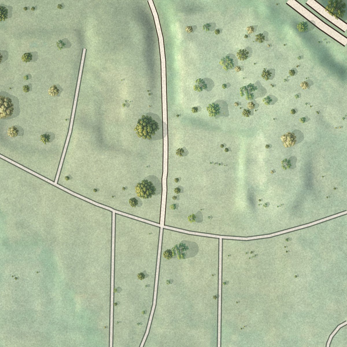 Second close-up of the map of Chalet Woods, Georgia print showing more streets and buildings
