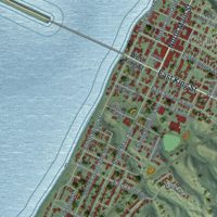 Second close-up of the map of Chamberlain, South Dakota print showing more streets and buildings