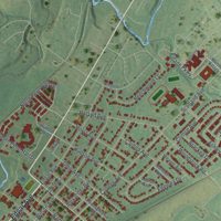 Second close-up of the map of Chambersburg, Pennsylvania print showing more streets and buildings