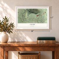 Champ, Missouri map, 12 x 18 inch print in a white frame in an entryway