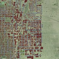 Second close-up of the map of Champaign, Illinois print showing more streets and buildings
