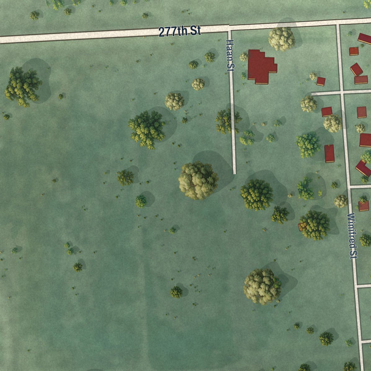 Second close-up of the map of Chancellor, South Dakota print showing more streets and buildings