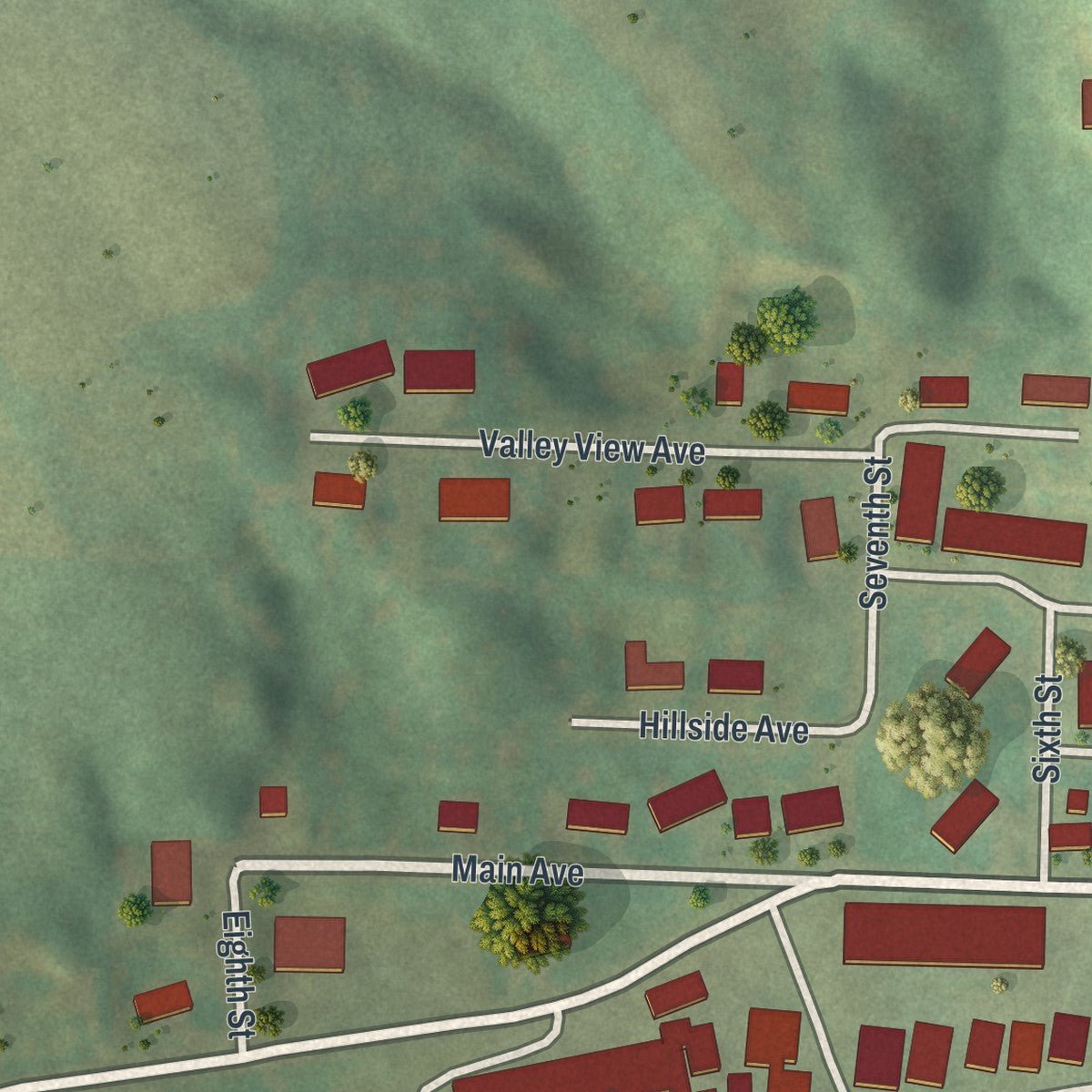 Second close-up of the map of Chandler, Minnesota print showing more streets and buildings