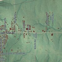 Second close-up of the map of Chandler, Oklahoma print showing more streets and buildings