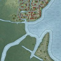 Second close-up of the map of Channel Lake, Illinois print showing more streets and buildings