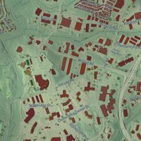 Second close-up of the map of Chantilly, Virginia print showing more streets and buildings