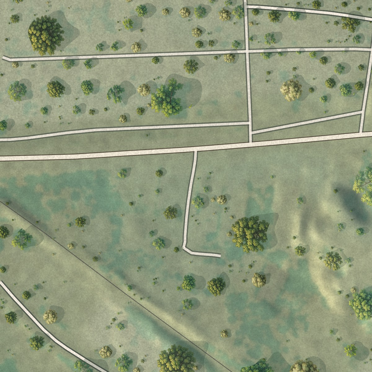 Second close-up of the map of Chaparrito, Texas print showing more streets and buildings