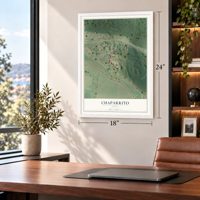 Chaparrito, Texas map, 18 x 24 inch print in a white frame in a home office