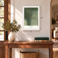 Chapin, Iowa map, 12 x 18 inch print in a white frame in an entryway