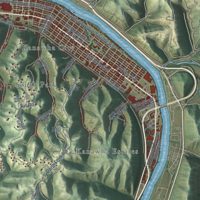 Second close-up of the map of Charleston, West Virginia print showing more streets and buildings