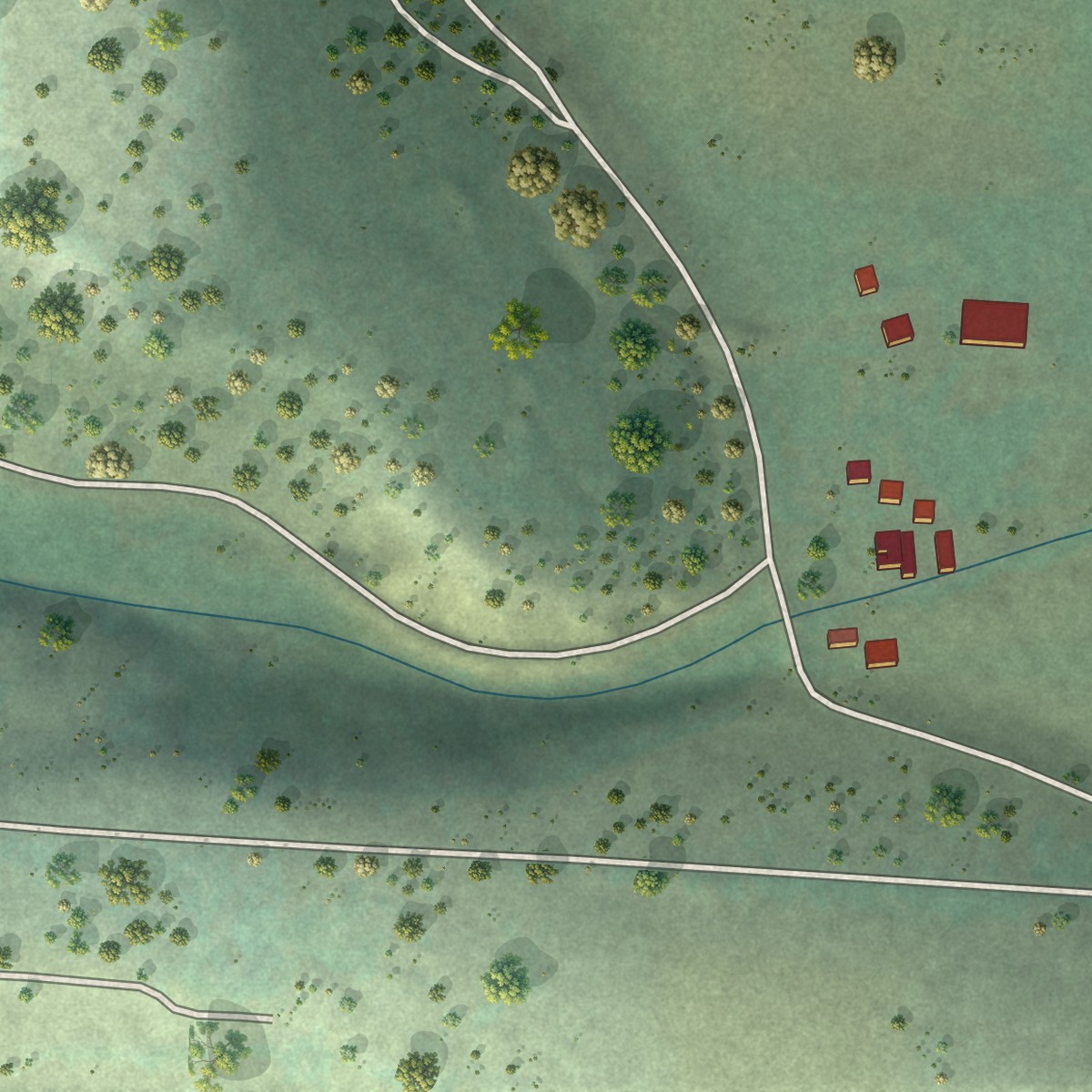 Second close-up of the map of Charlos Heights, Montana print showing more streets and buildings