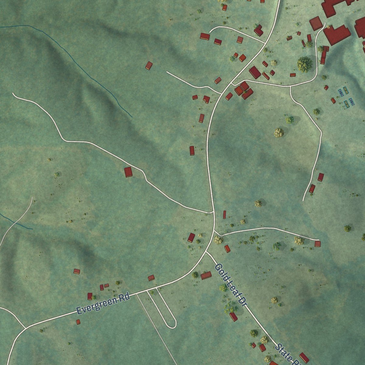 Second close-up of the map of Charlotte Court House, Virginia print showing more streets and buildings