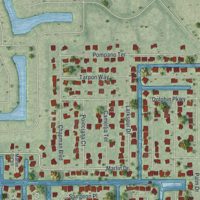 Second close-up of the map of Charlotte Park, Florida print showing more streets and buildings