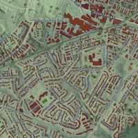 Second close-up of the map of Charlottesville, Virginia print showing more streets and buildings