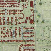 Second close-up of the map of Charter Oak, California print showing more streets and buildings