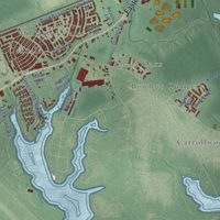 Second close-up of the map of Chase, Maryland print showing more streets and buildings