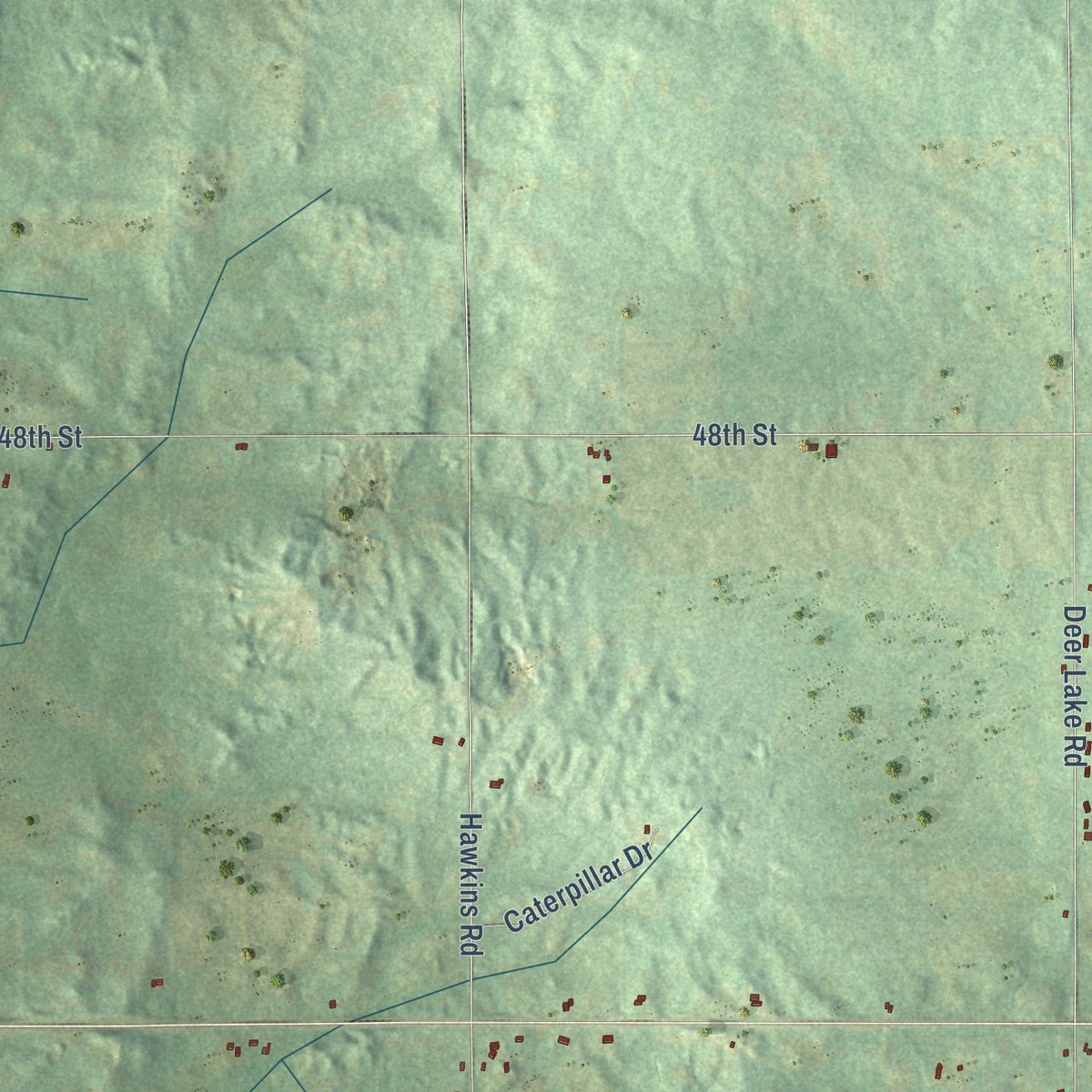 Second close-up of the map of Chase, Michigan print showing more streets and buildings