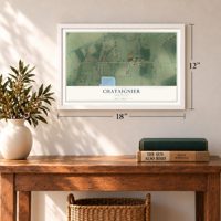 Chataignier, Louisiana map, 12 x 18 inch print in a white frame in an entryway