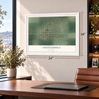 Chattanooga, Oklahoma map, 18 x 24 inch print in a white frame in a home office