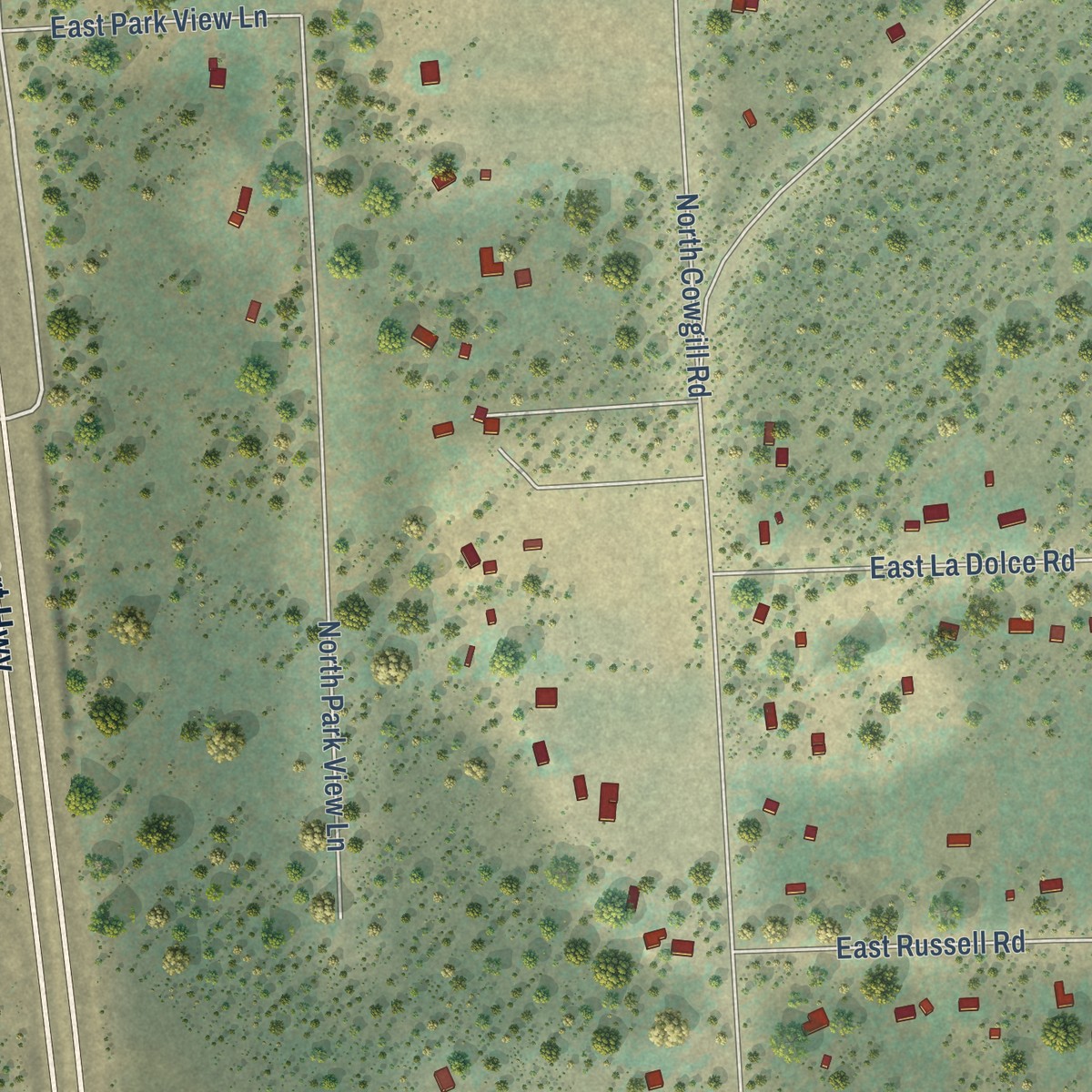 Second close-up of the map of Chattaroy, Washington print showing more streets and buildings