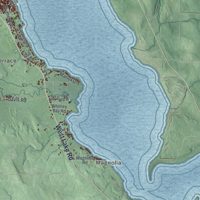 Second close-up of the map of Chautauqua, New York print showing more streets and buildings