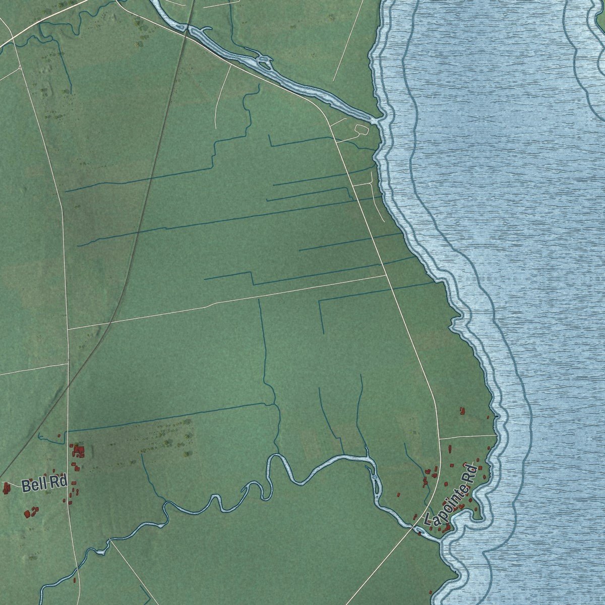 Second close-up of the map of Chazy, New York print showing more streets and buildings