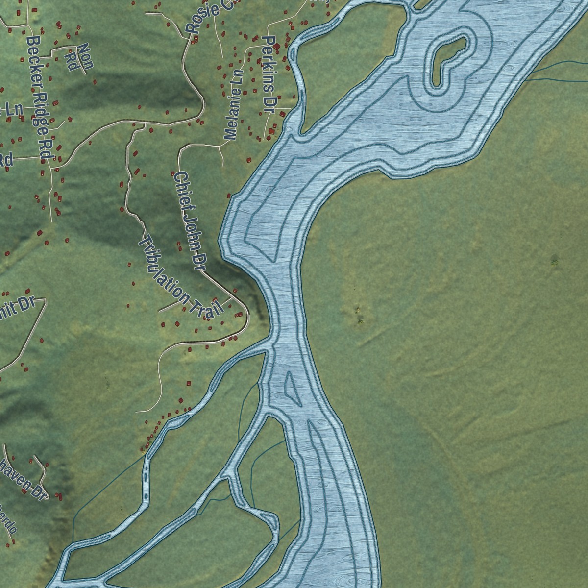 Second close-up of the map of Chena Ridge, Alaska print showing more streets and buildings